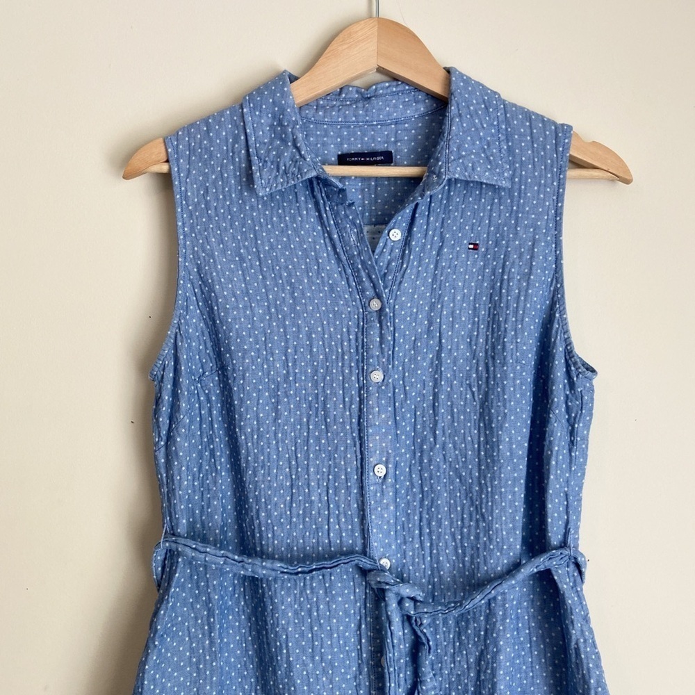 Tommy Hilfiger Blue Polka Dot Sleeveless Dress - Picture 2 of 6